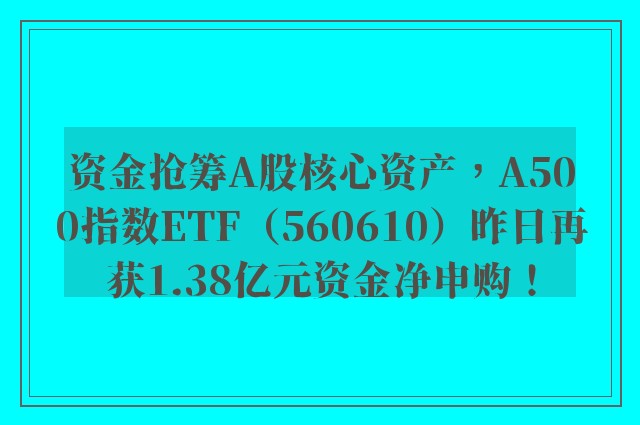 资金抢筹A股核心资产，A500指数ETF（560610）昨日再获1.38亿元资金净申购！