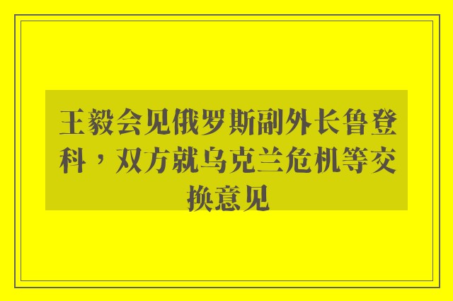 王毅会见俄罗斯副外长鲁登科，双方就乌克兰危机等交换意见