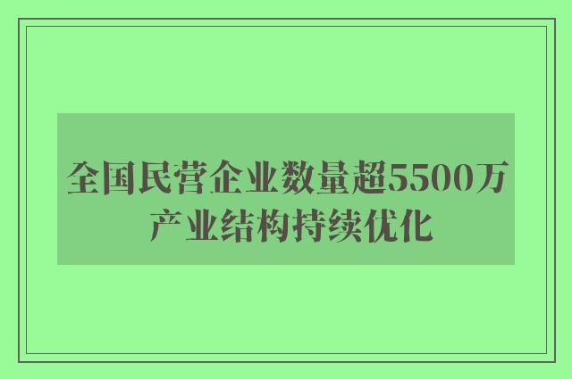 全国民营企业数量超5500万 产业结构持续优化